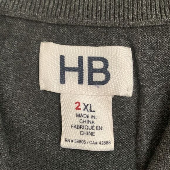 HB Cotton Gray 1/4 Zip Front Mock Neck Sweater Pullover Size 2XL - Picture 7 of 9